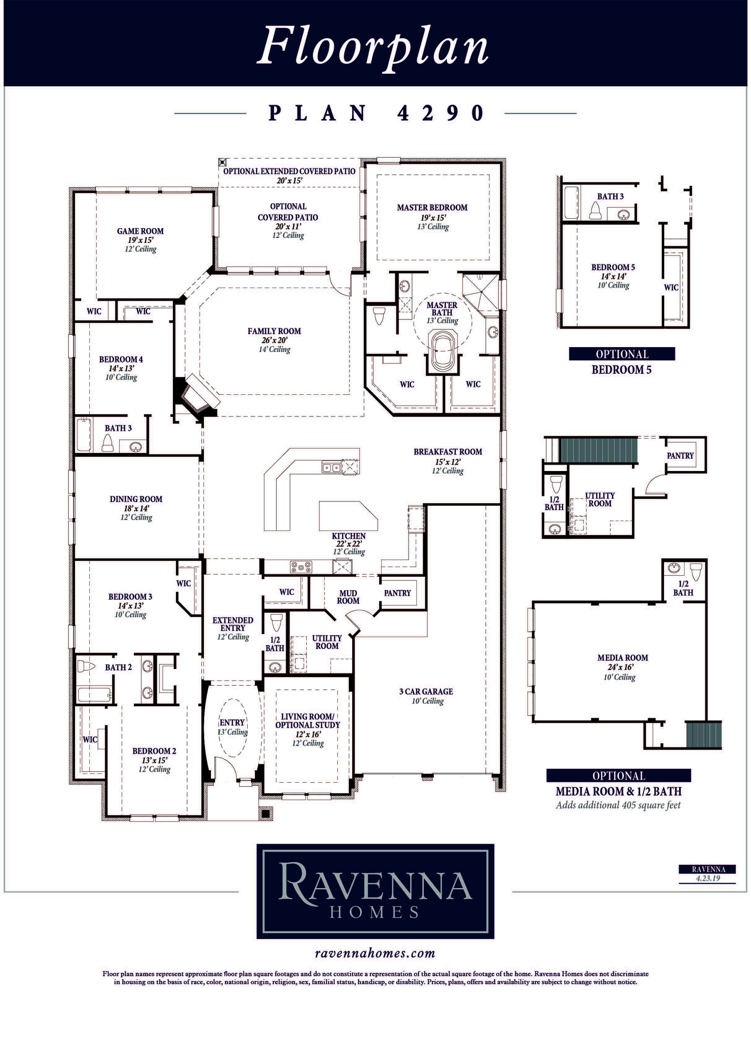 Floor Plan 4290 Firethorne Katy, Texas Ravenna Homes Ravenna